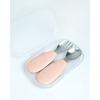 UBMom Infant Stainless Steel Silicone Handle Baby Food Spoon Fork Case Set, Songpyeon (Coral), 1 Set, Korean Popular Tableware