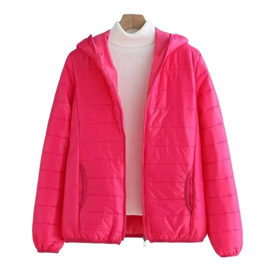 Fall Winter Women Jacket Thick Padded Warm Windproof Soft Zipper Closure Loose Cardigan Hooded Long Sleeve Lady Down Coat