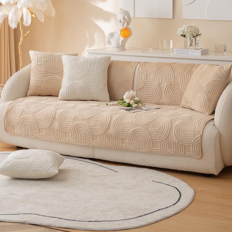 Autumn/Winter Plush Thickened Non-Slip Sofa Cushion - 2022 Quilted Solid Color Cover