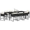 Garden Dining Set with Cushions 9 pcs Black Poly Rattan