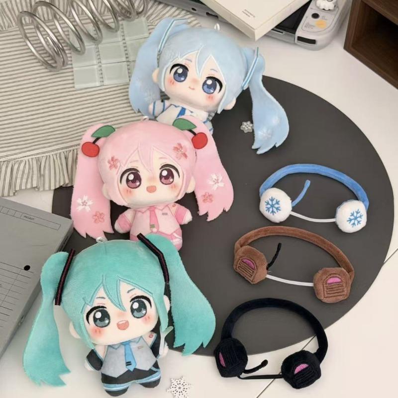 New Cute Hatsune Miku 10cm Cotton Doll Keychain Anime Character Plush Toy Soft Stuffed Pendant Lovely Collectible Gift for Anime Fan Bag Hanging Decor