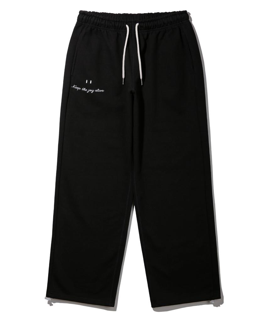 BAKKEN Smile Embroidered Logo Semi-Wide Sweatpants Bk9985_Black