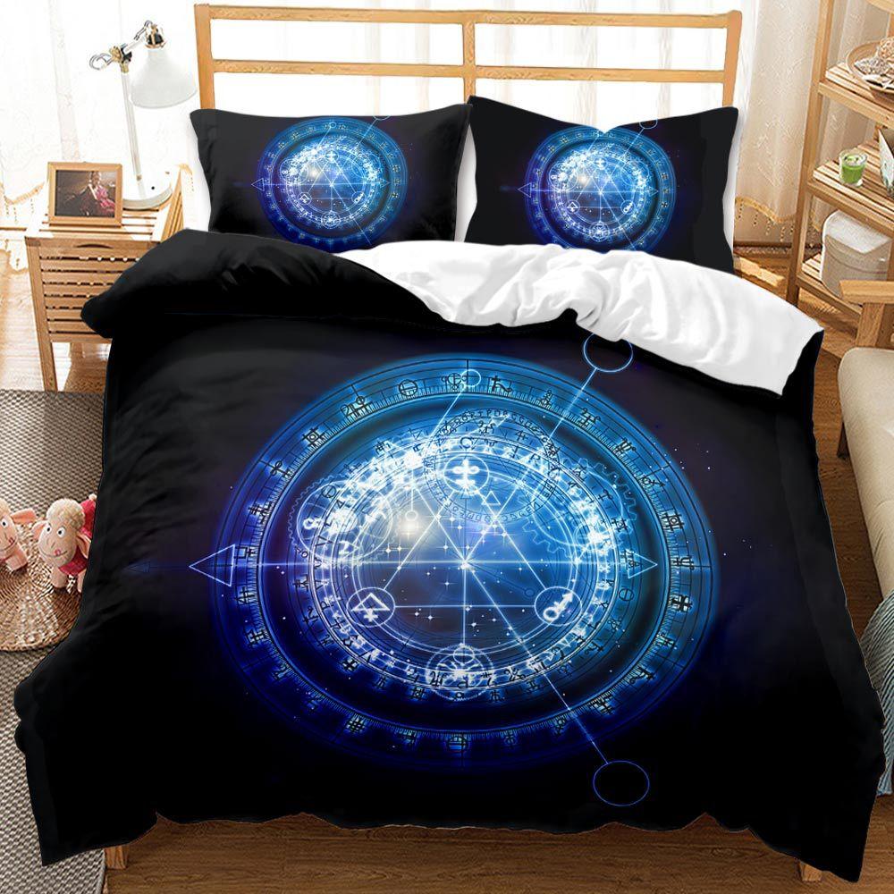 3D Starry Sky Feather Pattern Bedding Set Starry Plate Printed Quilt Cover and Pillow Case 2 or 3 Extra Large AU240 * 270 Home Decoration