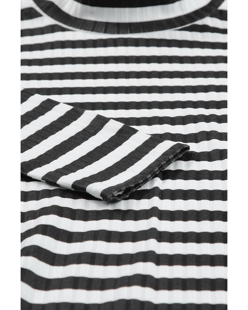 Azura Exchange Черная полосатая фактурная трикотажная футболка с длинным рукавом