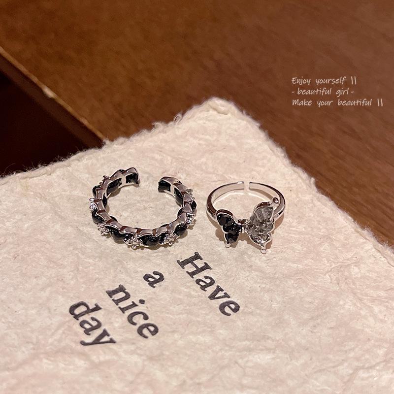 Кольцо-бабочка из гравия Dark Series: Милое и классное кольцо в стиле горячей девушки, высококачественное кольцо на указательный палец, дизайн Net Celebrity для женщин.