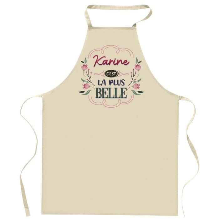Tablier de cuisine - Karine la plus belle - Impression bretonne - Coton résistant - Liens ajustables