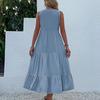 Летнее женское платье-майка, плиссированные платья без рукавов, свободные платья миди с v-образным вырезом