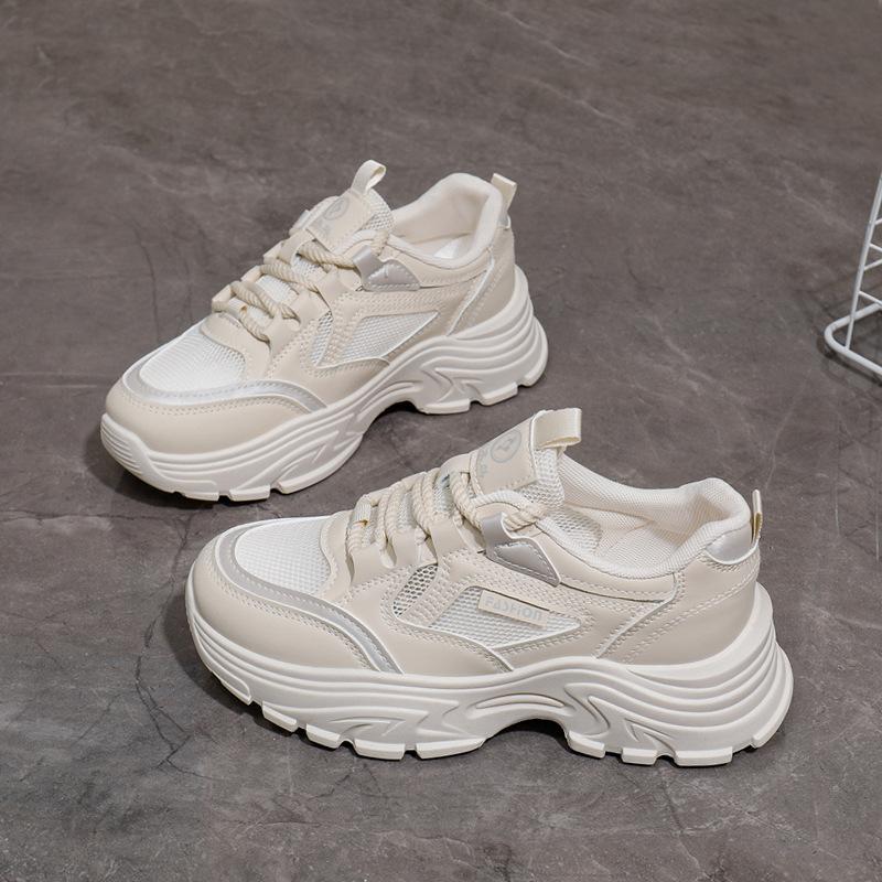 Fashion Comemore Platform Sneakers for Women Spring Summer Mesh Breathable Women's Sport Shoes Casual Solid Lace Up Chunky Heeled Tenis