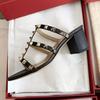 Spring and Summer New Rivet Thick Heel Cool Slippers Women's Versatile Temperament Open-toed Willow Mid-heeled High-heeled Sandals