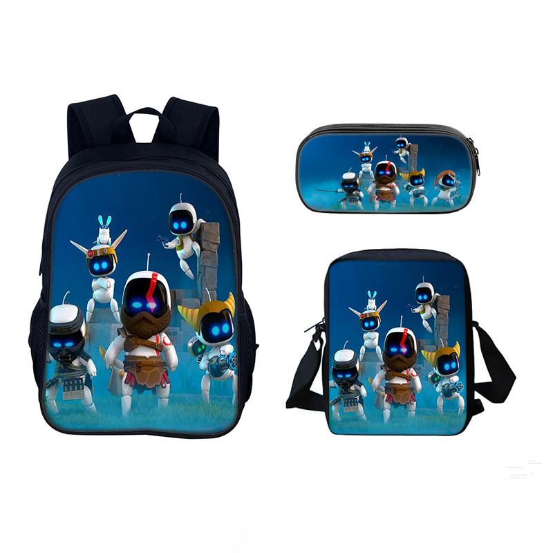 Astro Bot Space Robot Kids School Backpack Set With Cartoon Print For Elementary Students