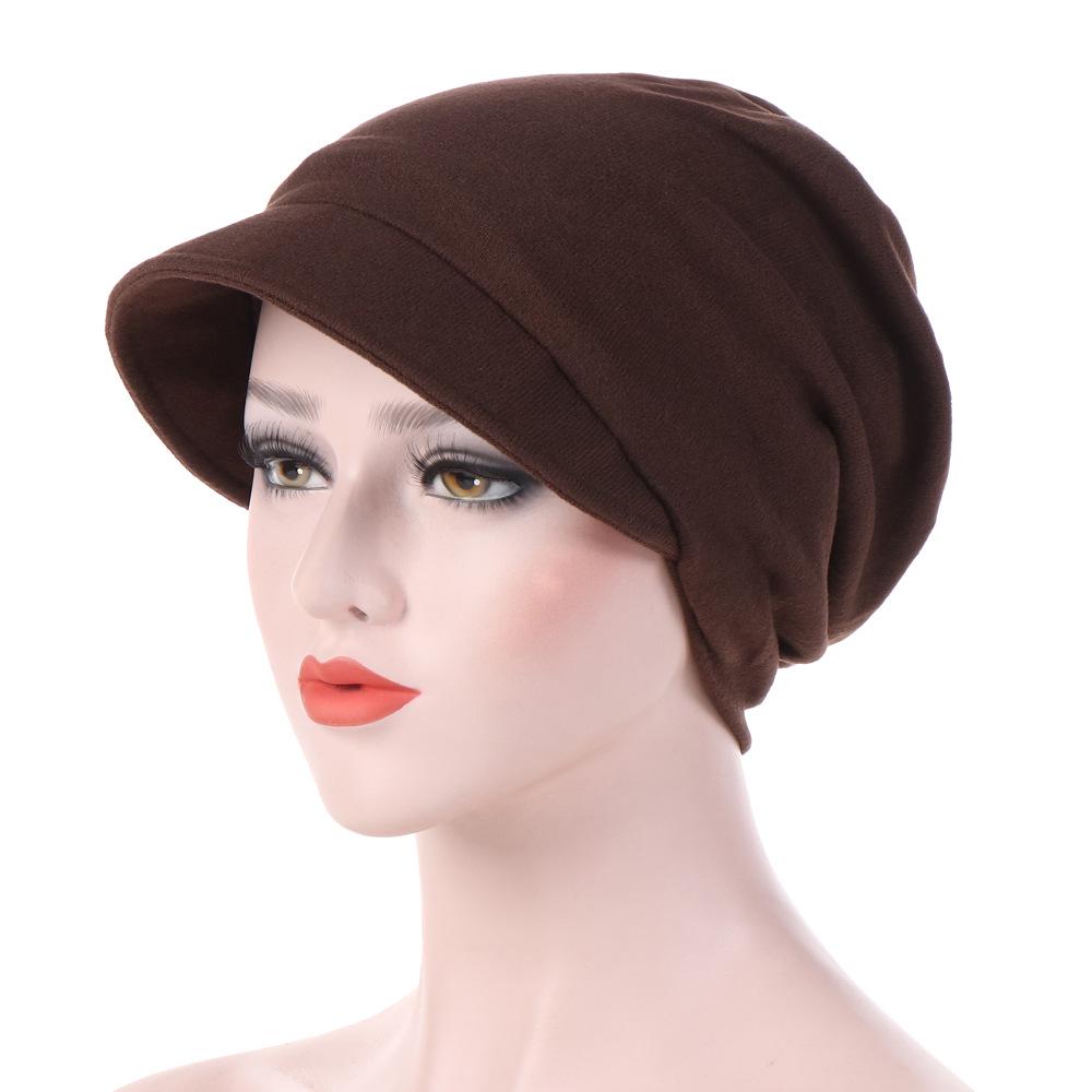 New Fashion Turban Cap For Women Muslim Plain Brim Hats Stretch Turban Chemo Loss Head Wrap Beanie Casual Head Wrap Scarf