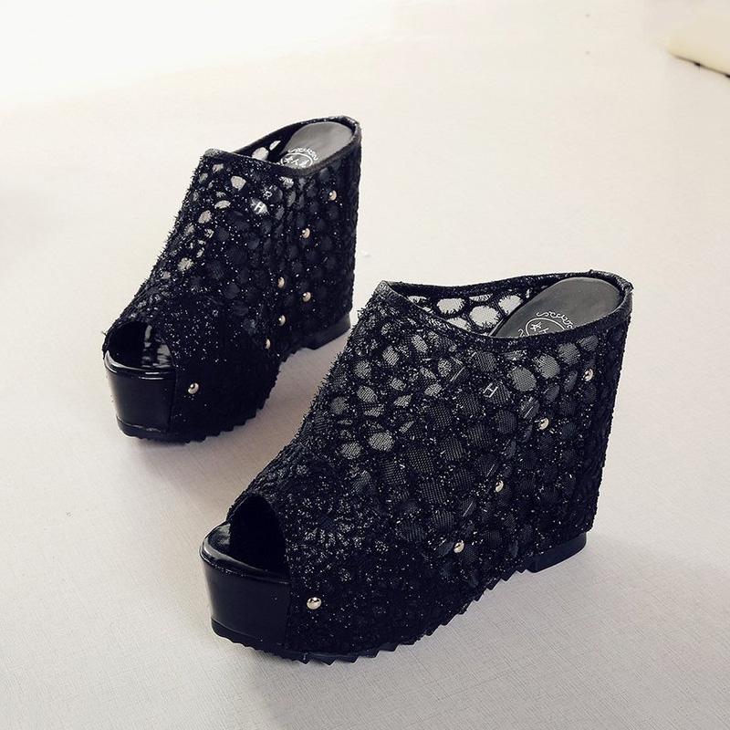 Fashion High Heels Sandals Women Beach High Wedge Slippers Women for Summer Slides Open Toe Heels Sexy Slippers Heels Zapatos Mujer