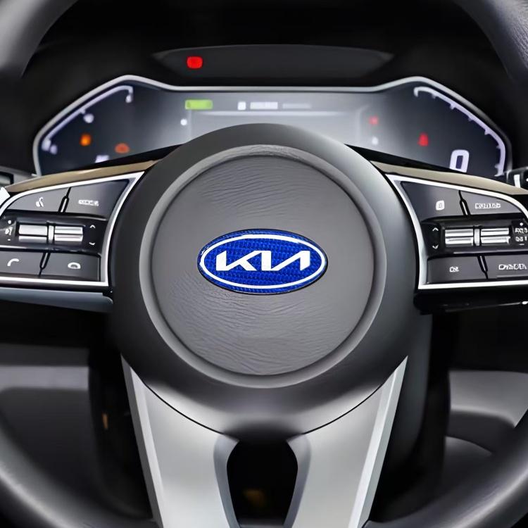 QZGF3 1pcs 3D newest KIA KN carbon fibre steer wheel emblem Sticker Car Steering Wheel Car Interior Emblem Car styling Accessories