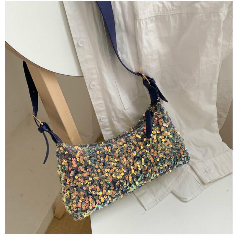 Популярная маленькая сумка с пайетками женская сумка новая модная дикая сумка через плечо подмышечная сумка-мессенджер