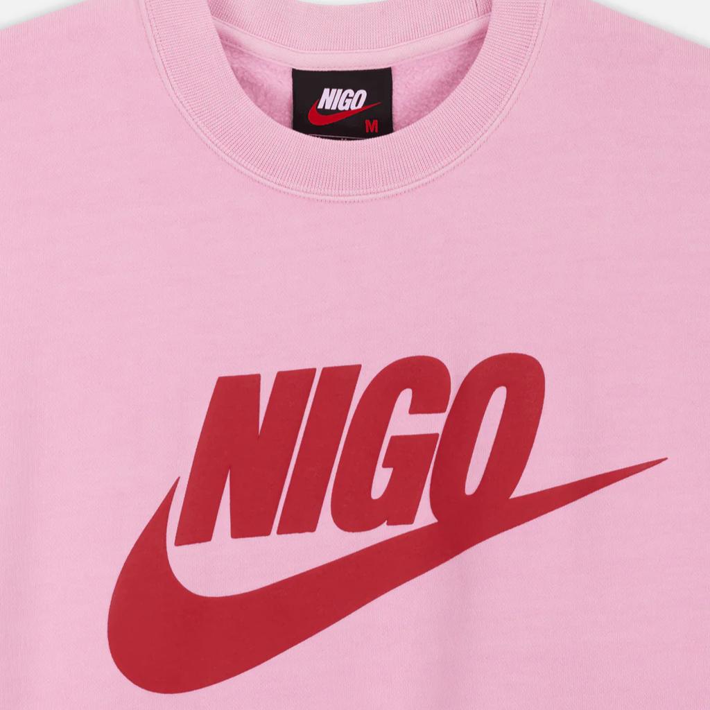 Nike Флисовая толстовка X Nigo NRG Crew, розовая, унисекс, уличная, FV5941-621
