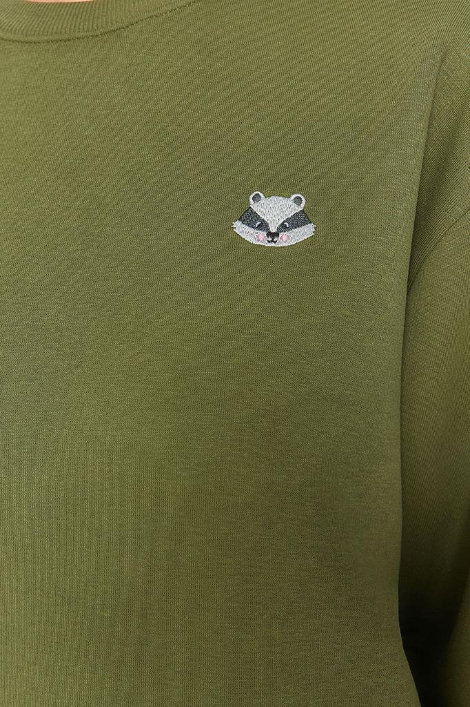 Женская модная стильная толстовка с вышитым изображением животных из камня, обычная, нормальная посадка, толстая внутренняя флисовая трикотажная толстовка