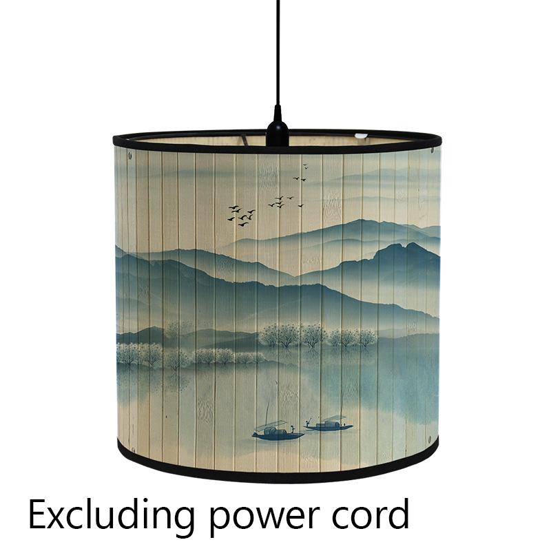 Абажур с цветочным принтом птицы, складной ретро бамбуковый абажур, абажуры ручной работы с зелеными растениями