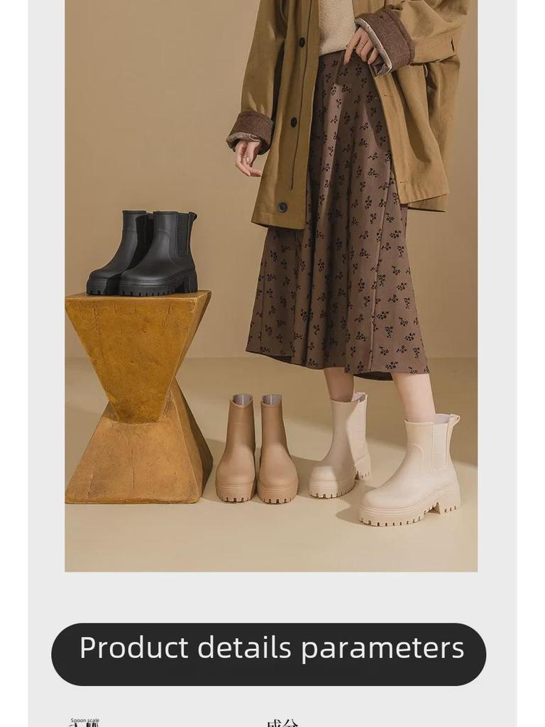 2024 Стильные женские водонепроницаемые резиновые сапоги: Толстая подошва, износостойкая, усиленный дизайн с бархатным утеплителем для любого сезона