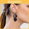 Halloween Themed Black Skull Rose Girl Four Pattern Women Acrylic Earrings For Summer Unisex Fashion Accessories