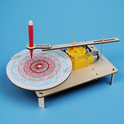 Деревянный электрический робот-плоттер для рисования - DIY Креативная модель STEM для детей Автоматическая покраска Научно-электронные наборы Эксперимент