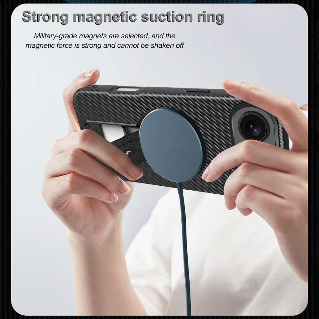 For iPhone 17 Air Case with Kickstand Carbon Fiber Texture PC+TPU Phone Cover