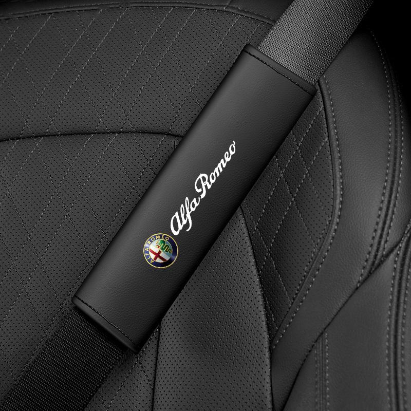 2026 Hot Alfa Romeo Fashion 2Pcs Car Seat Belt Cover Shoulder Pad Accessory For Alfa Romeo Giulia Stelvio Giulietta 156 159 147