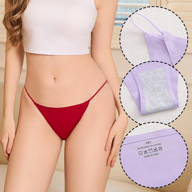 4 шт./комплект Женское бесшовное стринги Нижнее белье Тонкая лямка Низкая посадка Мягкие Удобные Невидимые Panties No Show Мультиколор Комплект