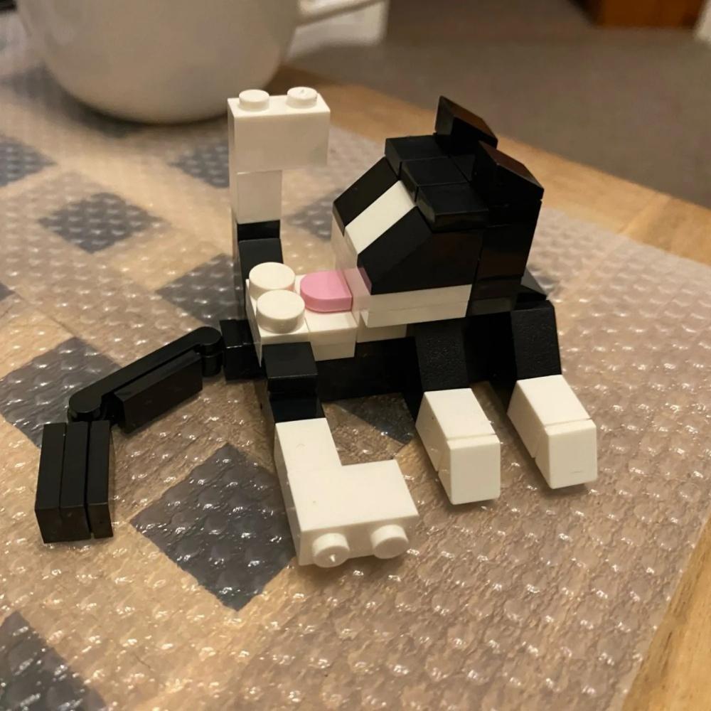 MOC Кот вылизывает свою шерсть Кирпичи Милое Животное Корова Кошки Совместимые Фигурные Строительные Блоки Игрушки Для Детей Взрослых Друзей Подарок Медол