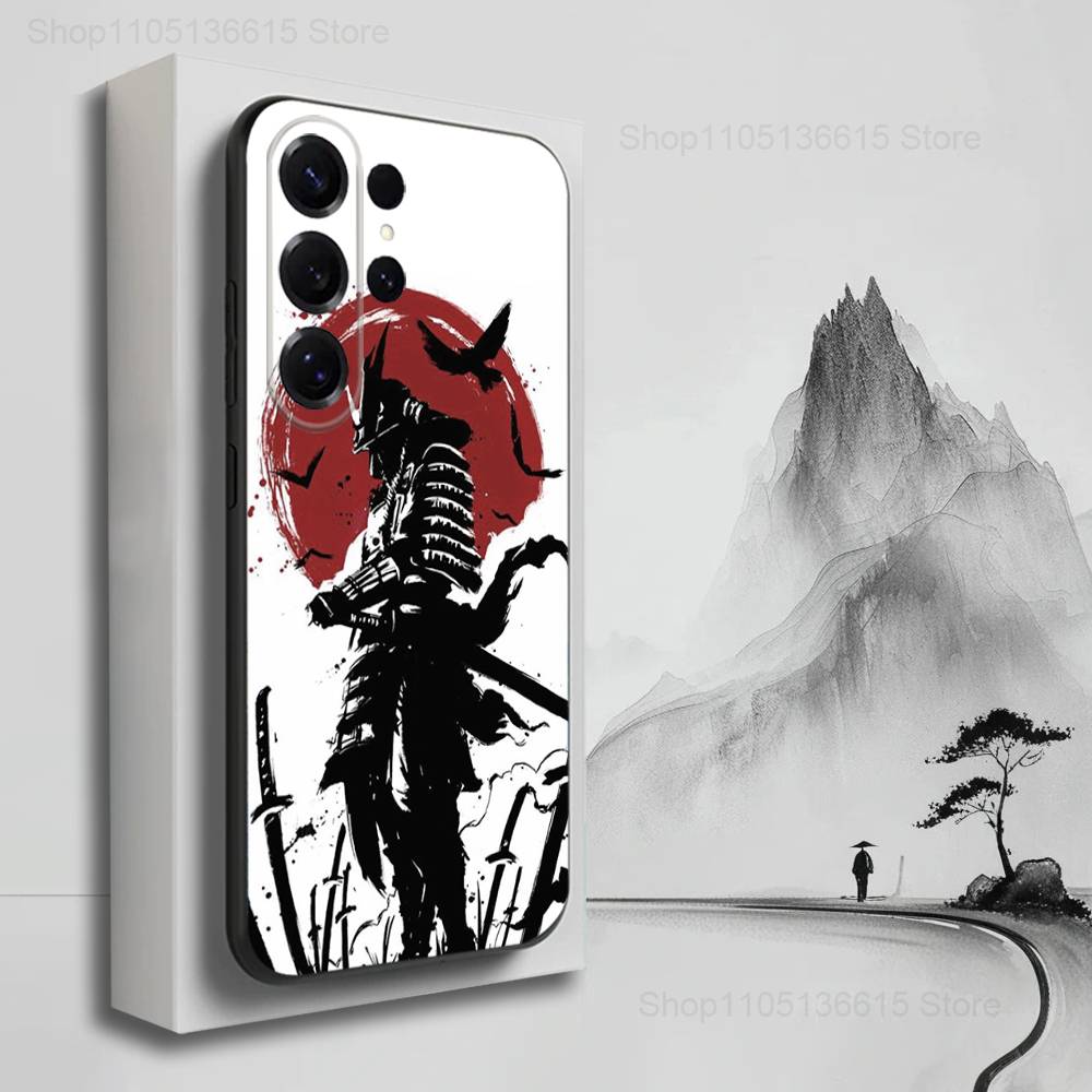 Чехол Bushido с рисунком Самурайское искусство Для Samsung S21,S9,S22,S25,S20,S10,Plus,Ultra,S24,S23,FE,Lite, Мягкий силикон, Черный