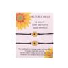 Alloy Sunflower Daisy Wax Rope Friendship Bracelet