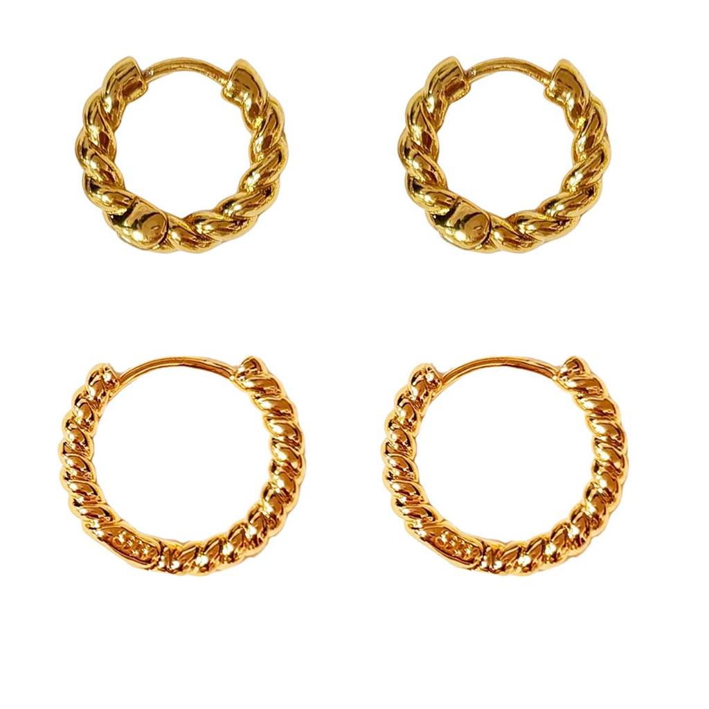 Маленькие плетеные серьги-кольца с закруткой: Ретро Европейская и Американская Высокая Мода