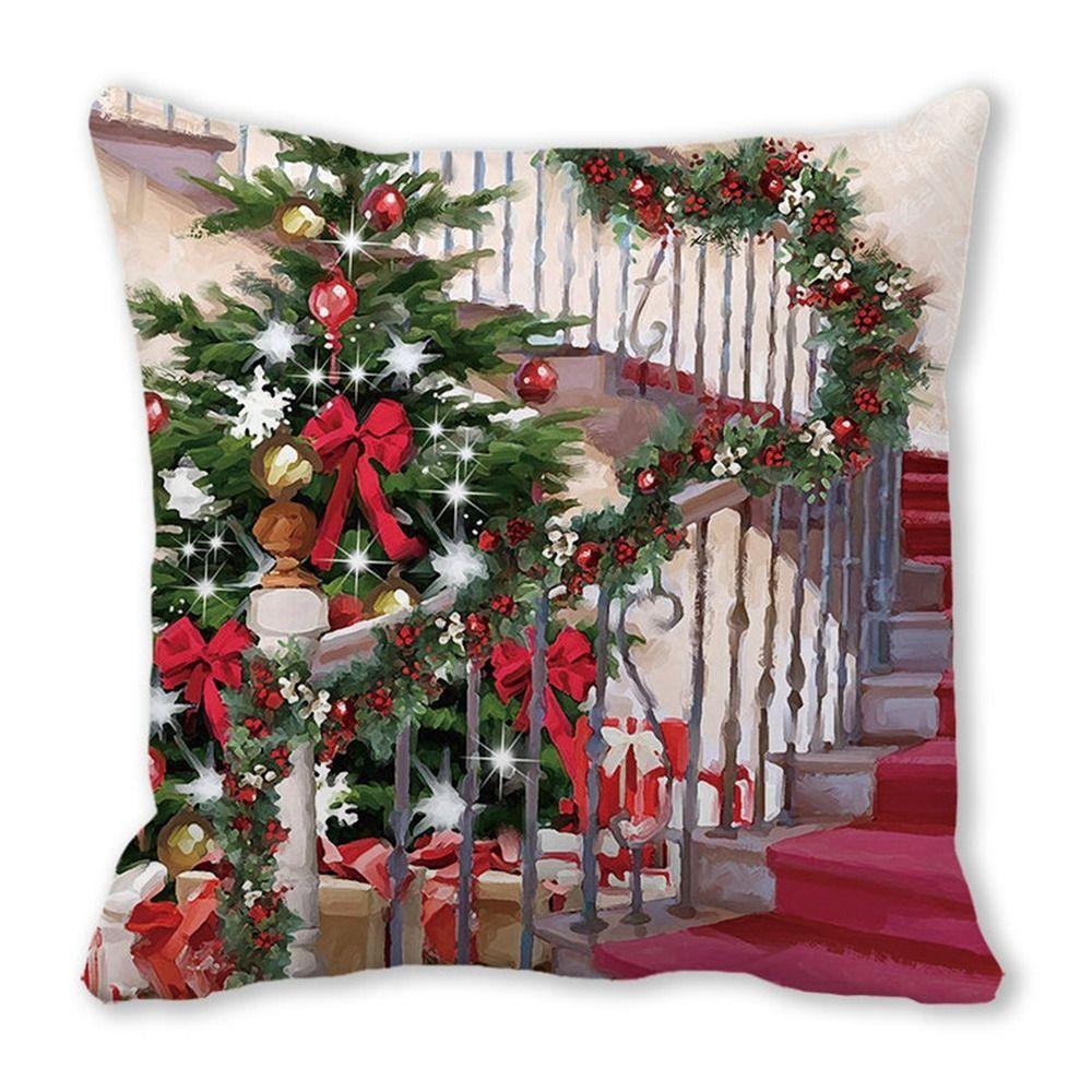 Fashion Peach skin velvet Christmas PillowCase Square Navidad Xmas Cushion Cover Santa Claus Sofa Pillow Cover Christmas