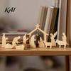 Festive Table Centerpieces for Christmas 13Pcs Wooden Nativity Scene Set, Mini Holy Family Figurines, Story Display Home Tabletop Manger Decorations
