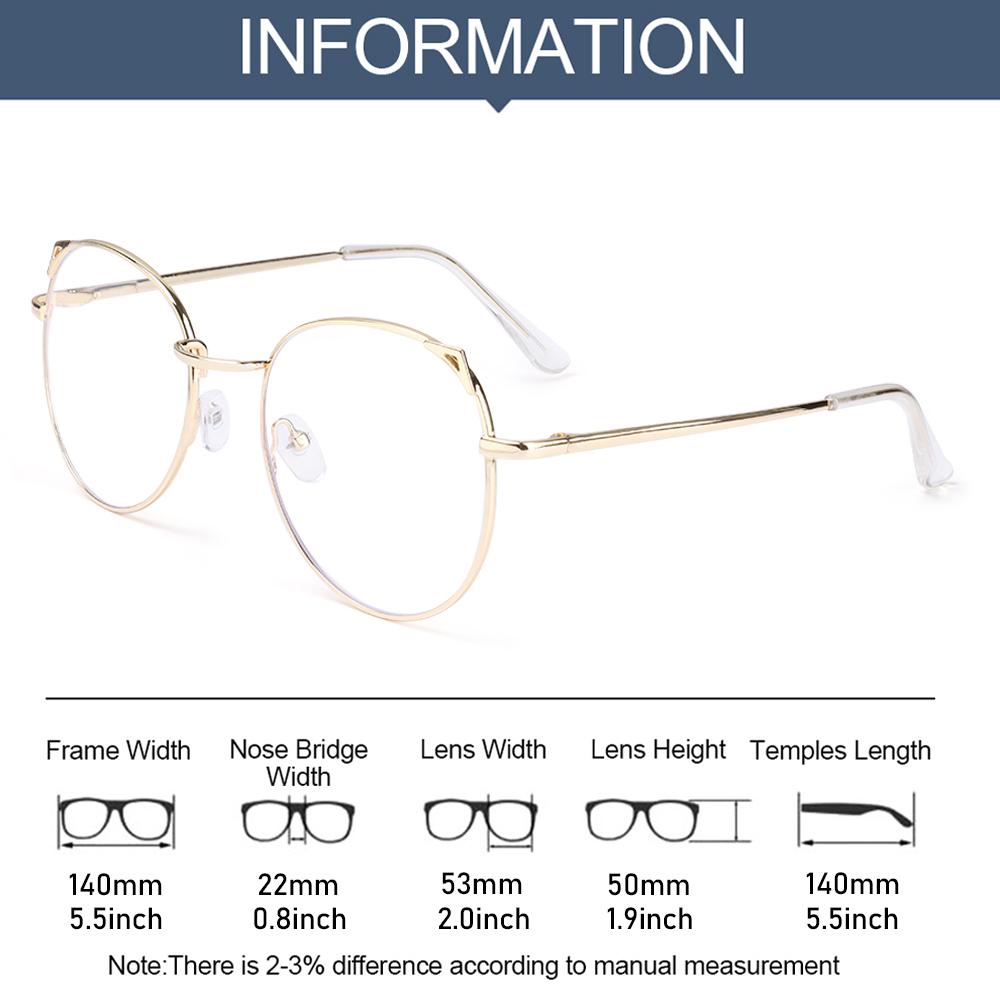 Trendy Office Anti Blue Light Glasses for Women Cute Cat Ears Eyewear Blue Rays Blocking Eyewear Classic Metal Frame Eyeglasses