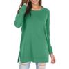 Women's Fall Long Sleeve Side Split Loose Blouses Casual Pullover Tunic Tops