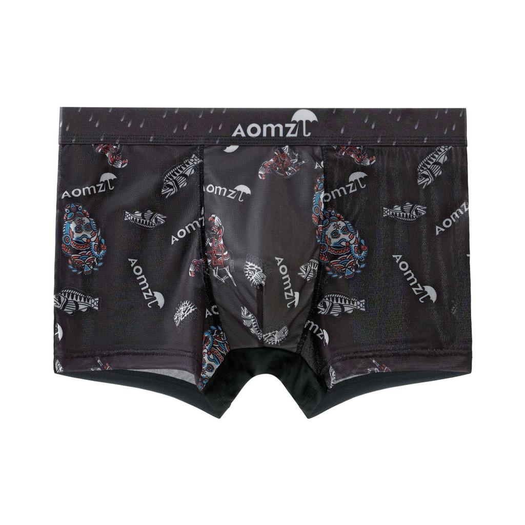 Мужские трусы-боксеры с сетчатым принтом, мужские летние прохладные дышащие четырехугольные короткие трусы-боксеры с головкой