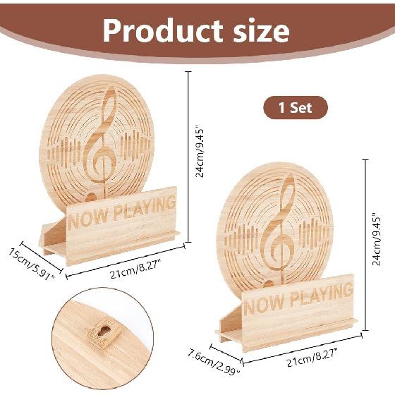 AHANDMAKER Стенд для виниловых пластинок "Сейчас играет" - Деревянный держатель для демонстрации альбомов Стенды для демонстрации пластинок - Знак "Сейчас играет" для винила, чтобы держать ваши альбомы - Сейчас