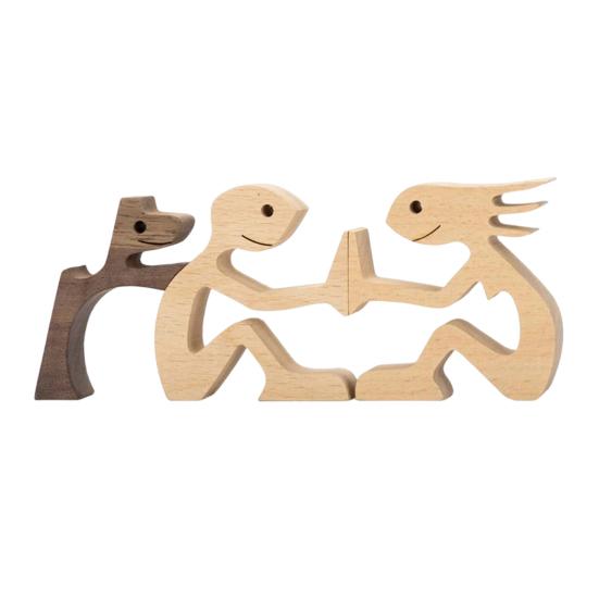 Собака и человек Орнамент Деревенский Деревянный Мальчик и Собака Украшение Минималистичный Щенок