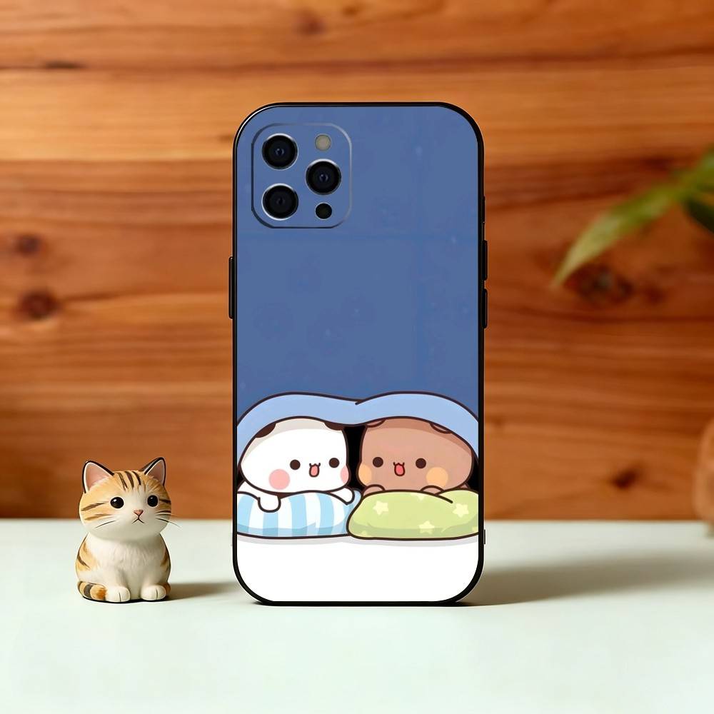 Sweet YiEr & BuBu Phone Case For iPhone 17,16,15,14,13,12,11 Plus,Pro Max,XS,Soft Silicone Black Cover