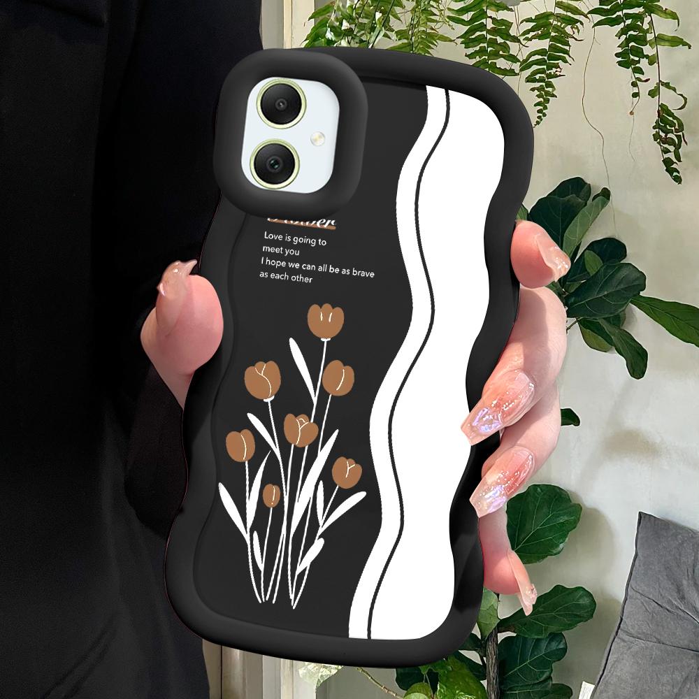 Tulips Pattern Soft Phone Cover for Samsung Galaxy A52 A73 A12 A11 S24 Ultra 5G S23 S22 S21 S20 FE Wave Edge Shockproof Protective Rubber Case