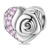 S925 Silver Charm Pendant Beads Romantic Heart Rose Beads DIY Jewelry Bracelet Accessories