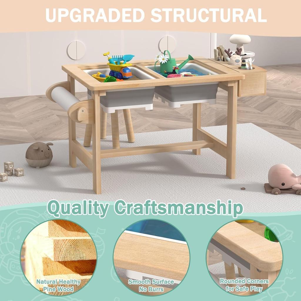 Сенсорный стол для малышей, детский сенсорный стол-контейнер с 2 сенсорными контейнерами и двусторонней доской, подарки на день рождения для мальчиков и девочек