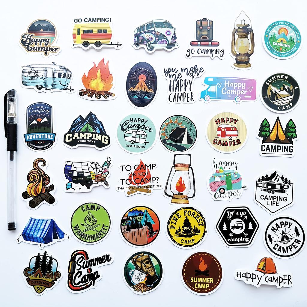 Bonfire Camping Stickers Camping Decals Solo Camping Outdoor Outdoor Campers Set of 50