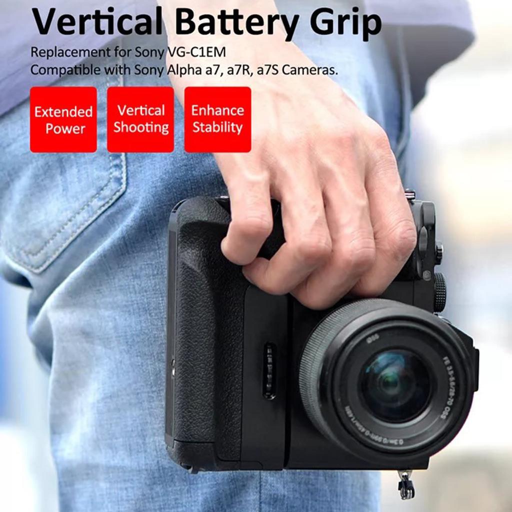 Camera Vertical Battery Grip VG-C1EM Applicable for A7 A7R A7S ILCE-7 Battery Extended Grip for Vertical Shooting