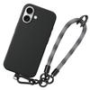 Shockproof Case - Case - for iPhone 16 - Black Silicone - Removable Strap - Shock Protection