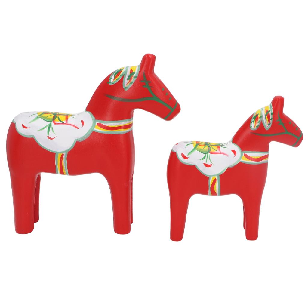 1 Pair Swedish Dala Horse Decor Wooden Traditional Painted Dalecarlian Horse Statue Figurine Home Ornament Handicraft