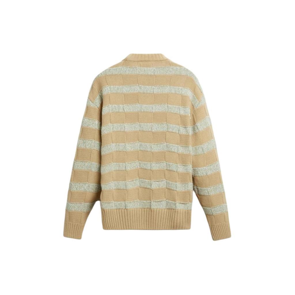 Zara Loose Comfortable Striped Round Neck Long Sleeve Knit Sweater Men Sweater Beige 6771402-450