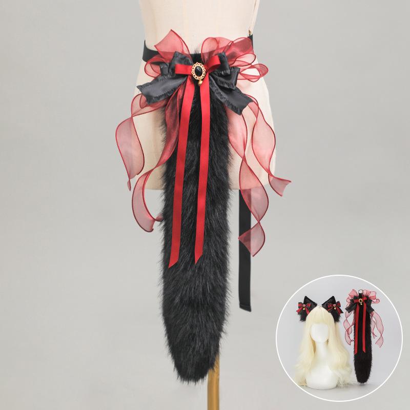 Комплект для косплея девушки-кошки Тамамо-но-Маэ - Ободок с ушками и Хвост (Реквизит для аниме-конвенции)