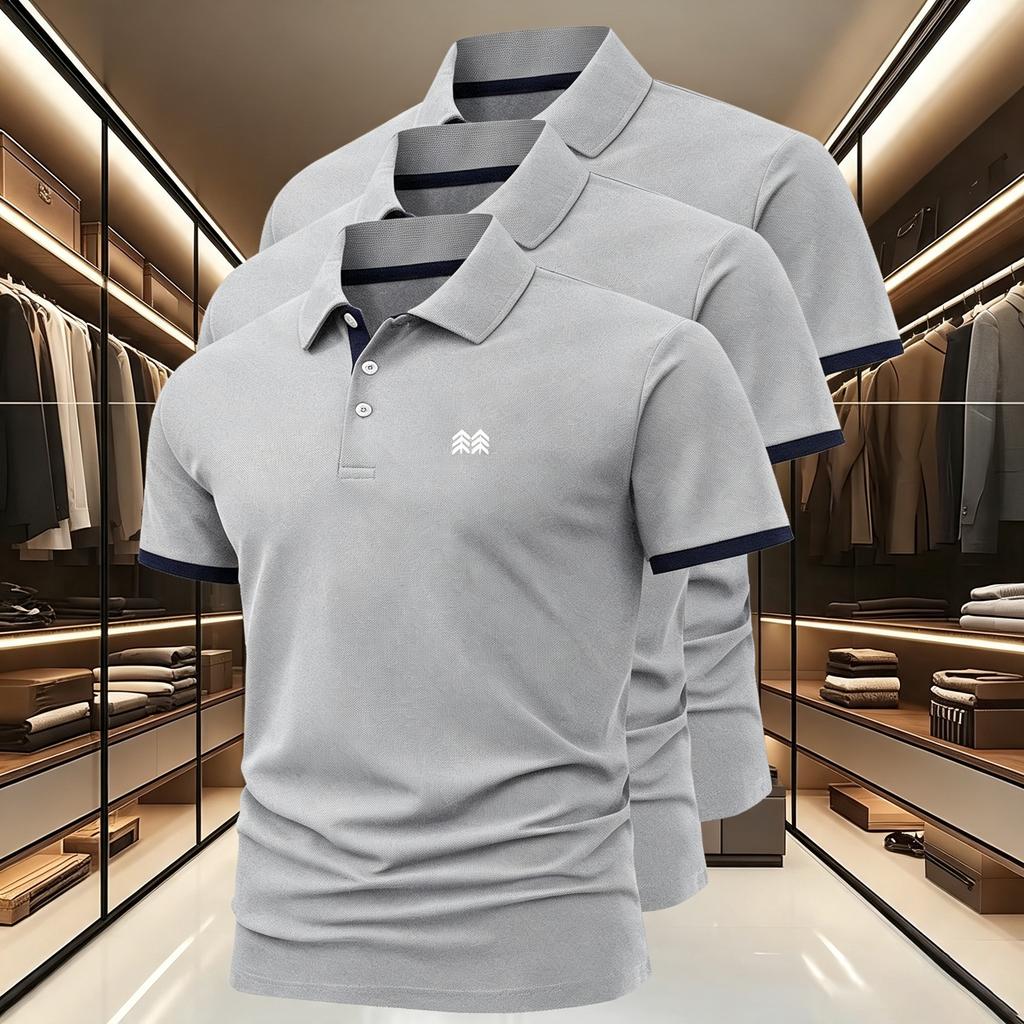 3Pack Short-Sleeve Polo Shirt with 3Button Collar, Contrast-Color Trim, Soft and Comfortable Against the Skin—Casual and Athletic Top