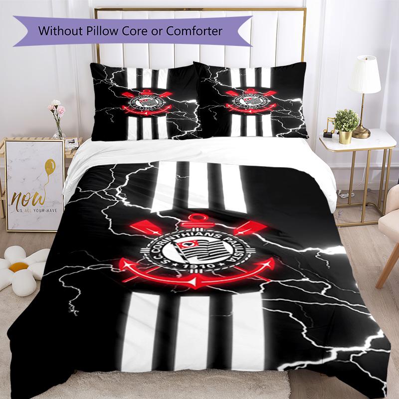 Sport Club Football Crest Printed Pattern Duvet Cover Set – includes 1 duvet cover and 2 matching pillowcases Bedroom decor Christmas gifts